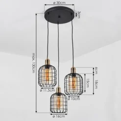 hofstein Suspension Kiubneko Laiton, Noir, 3 lumières