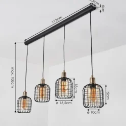 hofstein Suspension Kiubneko Noir, 4 lumières