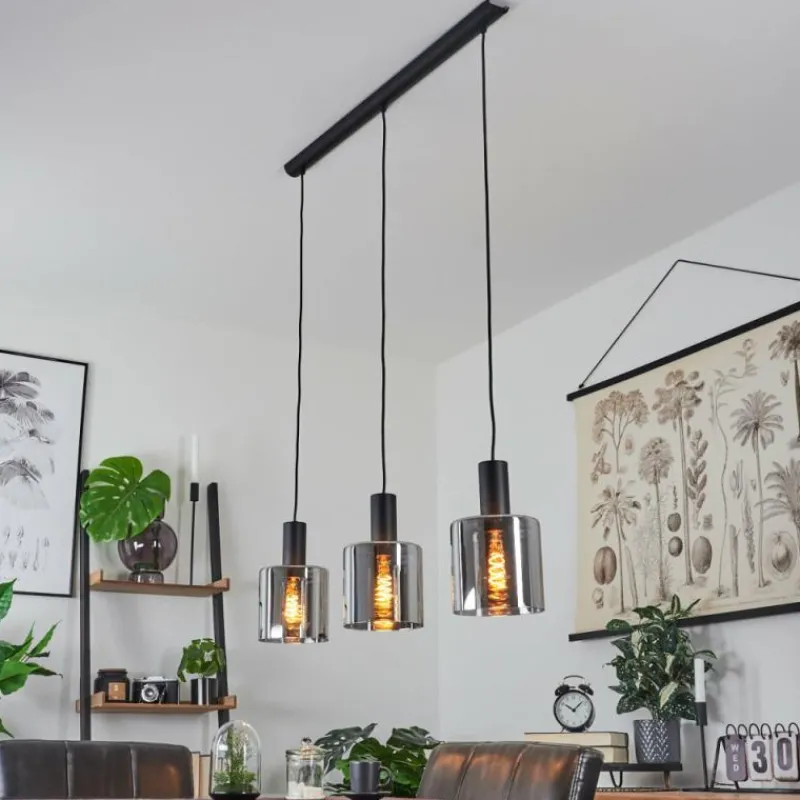 Suspension Verre Fumé-hofstein Suspension Klemtoo Noir, 3 lumières