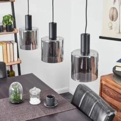 Suspension Verre Fumé-hofstein Suspension Klemtoo Noir, 3 lumières