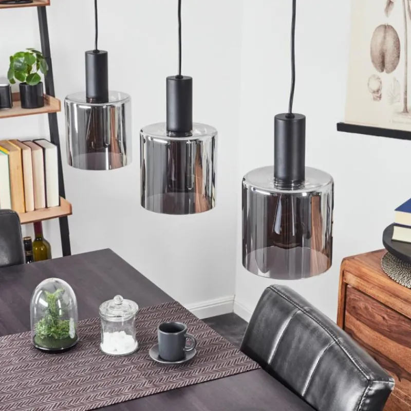 Suspension Verre Fumé-hofstein Suspension Klemtoo Noir, 3 lumières