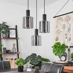 Suspension Verre Fumé-hofstein Suspension Klemtoo Noir, 3 lumières