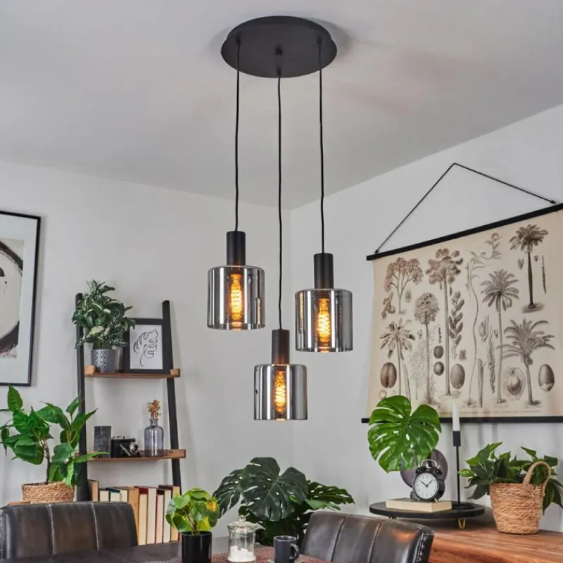 Suspension Verre Fumé-hofstein Suspension Klemtoo Noir, 3 lumières