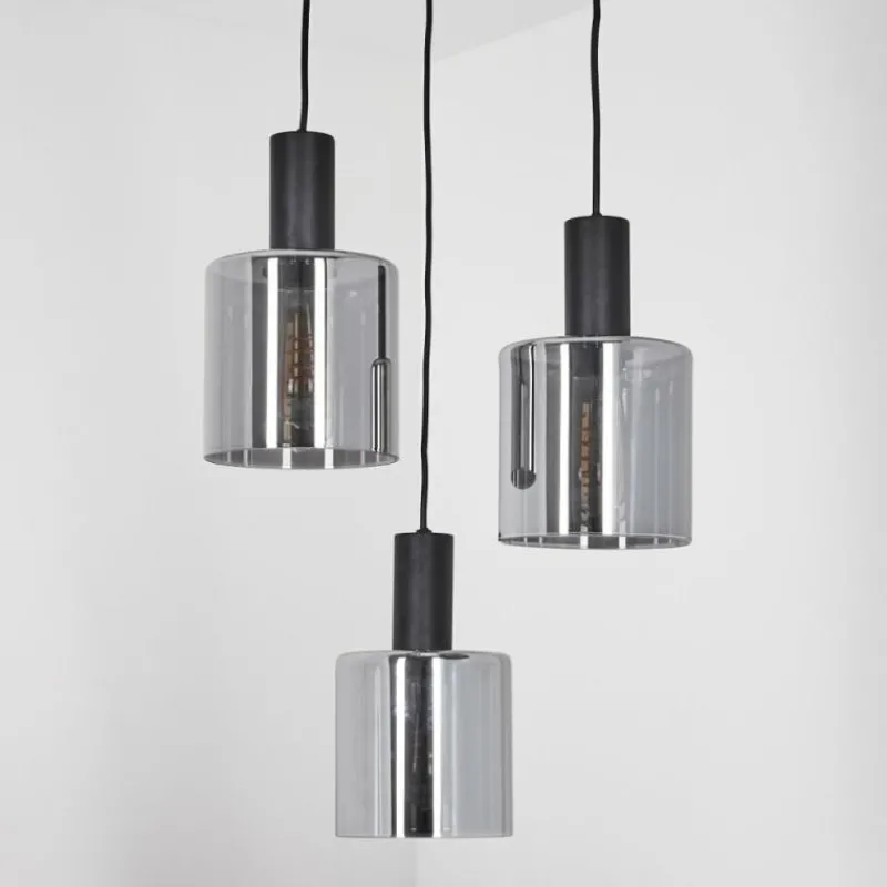 Suspension Verre Fumé-hofstein Suspension Klemtoo Noir, 3 lumières