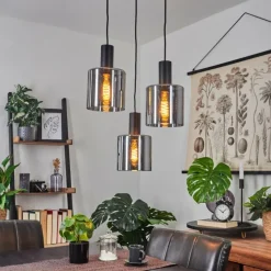 Suspension Verre Fumé-hofstein Suspension Klemtoo Noir, 3 lumières