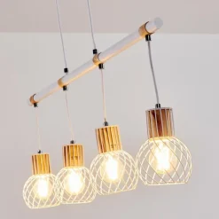 Lampes Vintages & Rétros-hofstein Suspension Koler Bois clair, Blanc, 4 lumières