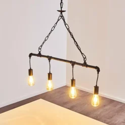 Lampes Industrielles-hofstein Suspension Kolyma Rouille, Noir, 4 lumières