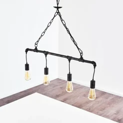 Lampes Industrielles-hofstein Suspension Kolyma Rouille, Noir, 4 lumières