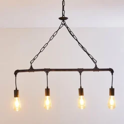 Lampes Industrielles-hofstein Suspension Kolyma Rouille, Noir, 4 lumières