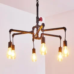 Lampes Industrielles-hofstein Suspension Kolyma Rouille, Noir, 6 lumières