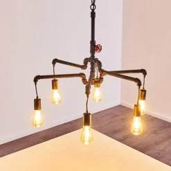 Lampes Industrielles-hofstein Suspension Kolyma Rouille, Noir, 6 lumières