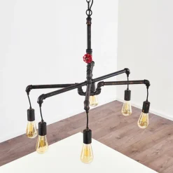 Lampes Industrielles-hofstein Suspension Kolyma Rouille, Noir, 6 lumières