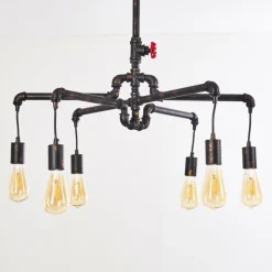 Lampes Industrielles-hofstein Suspension Kolyma Rouille, Noir, 6 lumières