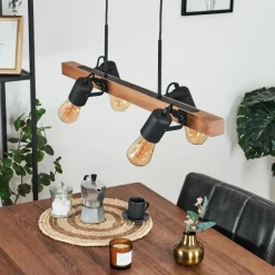 Luminaires Scandinaves-hofstein Suspension Kouk Écru, Noir, 4 lumières