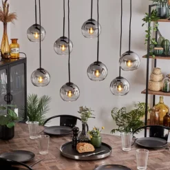 hofstein Suspension Koyoto Clair, Fumé, 8 lumières