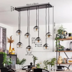 hofstein Suspension Koyoto Clair, Fumé, 8 lumières