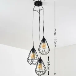 Lampes Vintages & Rétros-hofstein Suspension Kunir Noir, 3 lumières