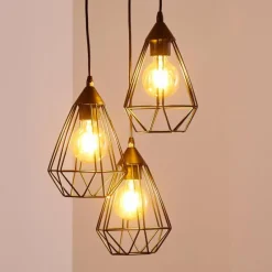 Lampes Vintages & Rétros-hofstein Suspension Kunir Noir, 3 lumières