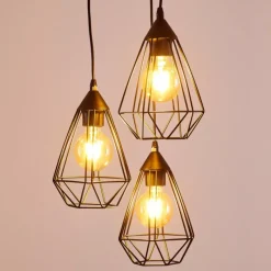 Lampes Vintages & Rétros-hofstein Suspension Kunir Noir, 3 lumières