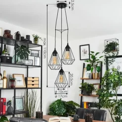 Lampes Vintages & Rétros-hofstein Suspension Kunir Noir, 3 lumières