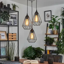 Lampes Vintages & Rétros-hofstein Suspension Kunir Noir, 3 lumières