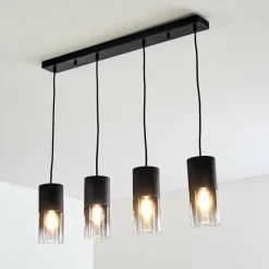Luminaires Scandinaves-hofstein Suspension Kuparuk Noir, 4 lumières