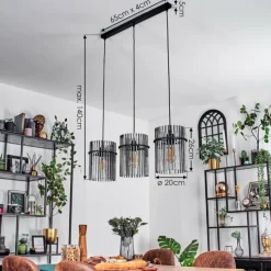 hofstein Suspension Lagielas Noir, 3 lumières