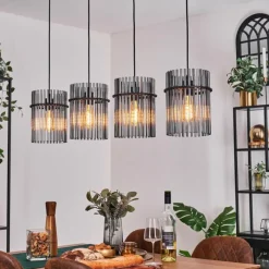 hofstein Suspension Lagielas Noir, 4 lumières