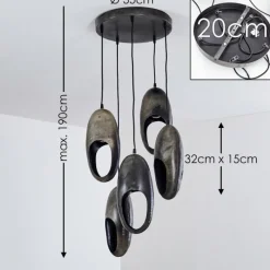 Lampes Vintages & Rétros-hofstein Suspension Lamington Noir, Argenté, 5 lumières