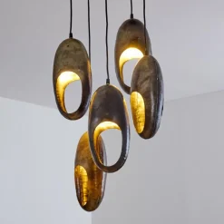 Lampes Vintages & Rétros-hofstein Suspension Lamington Noir, Argenté, 5 lumières