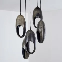 Lampes Vintages & Rétros-hofstein Suspension Lamington Noir, Argenté, 5 lumières