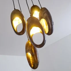 Lampes Vintages & Rétros-hofstein Suspension Lamington Noir, Argenté, 5 lumières