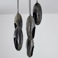 Lampes Vintages & Rétros-hofstein Suspension Lamington Noir, Argenté, 5 lumières