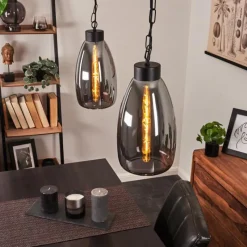 Suspension Verre Fumé-hofstein Suspension Larobe Noir, 2 lumières