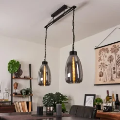 Suspension Verre Fumé-hofstein Suspension Larobe Noir, 2 lumières