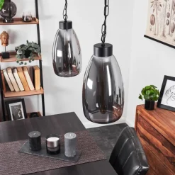 Suspension Verre Fumé-hofstein Suspension Larobe Noir, 2 lumières