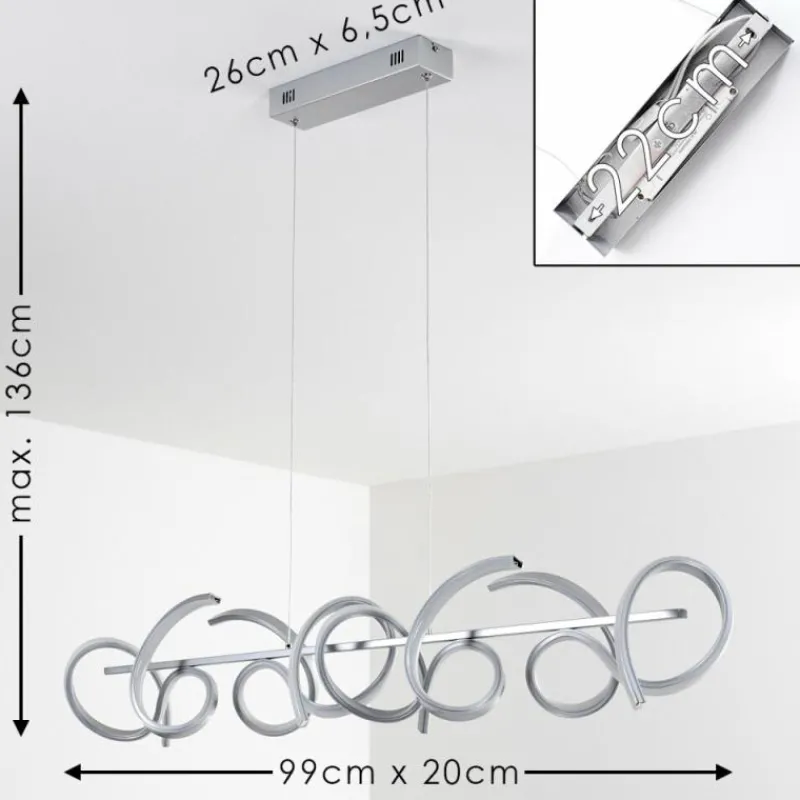 hofstein Suspension Lavaca LED Argenté, 4 lumières