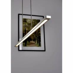 hofstein Suspension LED Masterlight Real 2 Acier inoxydable, Nickel mat, 1 lumière