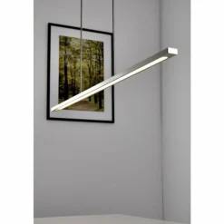 hofstein Suspension LED Masterlight Real 2 Acier inoxydable, Nickel mat, 1 lumière