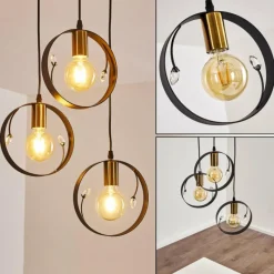 Lampes Dorées-hofstein Suspension Leentje Or, Noir, 3 lumières