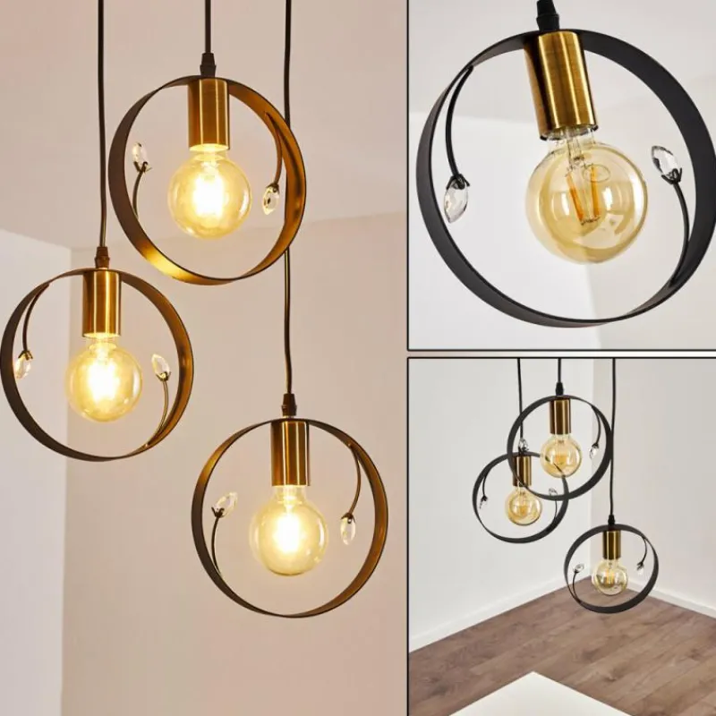 Lampes Dorées-hofstein Suspension Leentje Or, Noir, 3 lumières