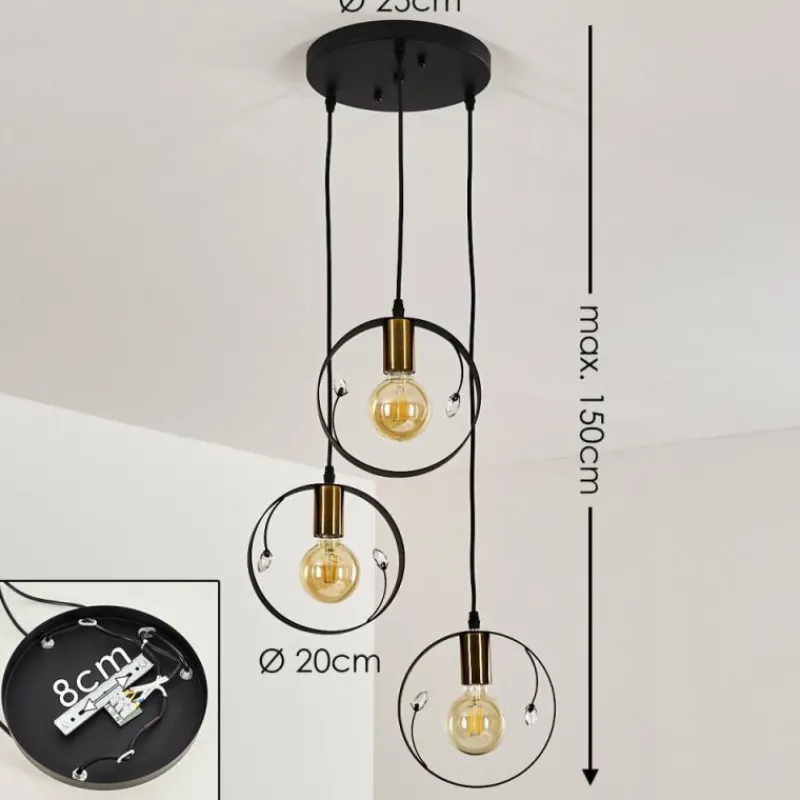 Lampes Dorées-hofstein Suspension Leentje Or, Noir, 3 lumières