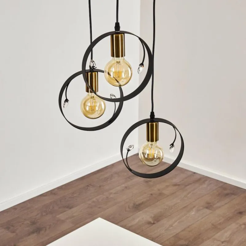 Lampes Dorées-hofstein Suspension Leentje Or, Noir, 3 lumières