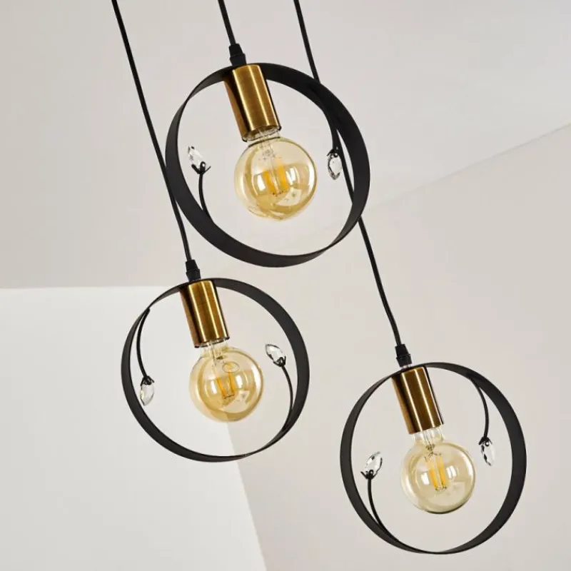 Lampes Dorées-hofstein Suspension Leentje Or, Noir, 3 lumières