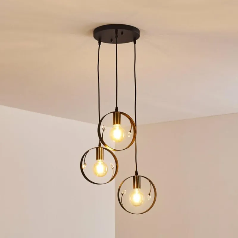 Lampes Dorées-hofstein Suspension Leentje Or, Noir, 3 lumières