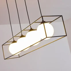 hofstein Suspension Legano Noir, Blanc, 4 lumières