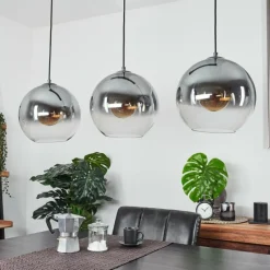 Suspension Verre Fumé-hofstein Suspension Leissigen Argent Oxydé, 3 lumières