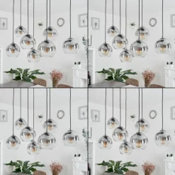 Suspension Verre Fumé-hofstein Suspension Leissigen Argent Oxydé, 7 lumières