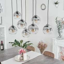 Suspension Verre Fumé-hofstein Suspension Leissigen Argent Oxydé, 7 lumières