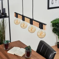 Lampes Vintages & Rétros-hofstein Suspension Lemou Noir, 4 lumières